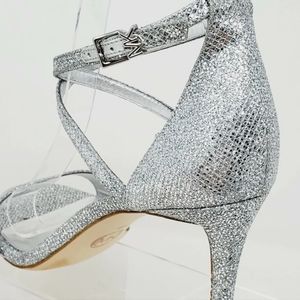 Michael Kors Ava Sandal Glitter Mesh Heels